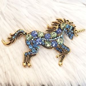 Large Unicorn Rhinestone Brooch Pin